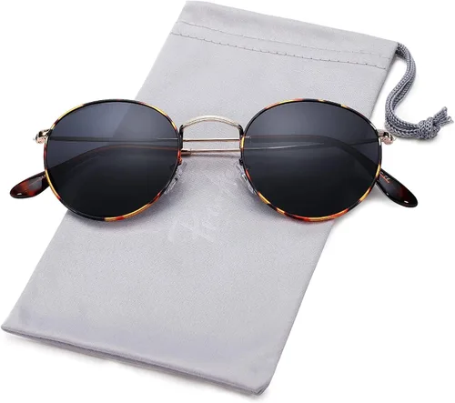 Vista 3 de Pro Acme Gafas de sol polarizadas de metal redondas pequeñas para mujer, estilo retro de diseñador