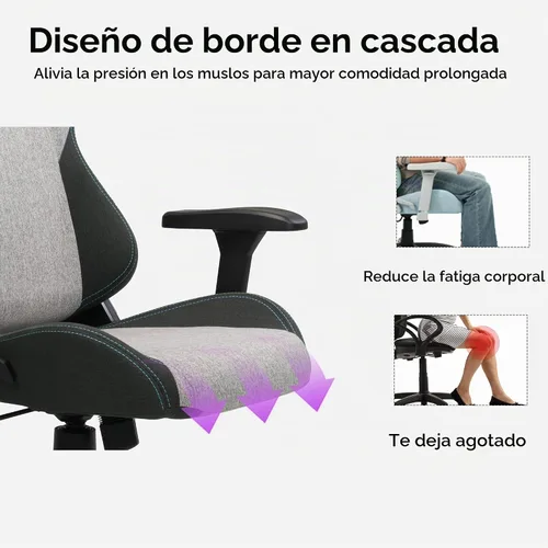 Vista 8 de Silla para juegos con reposabrazos ajustables 4D, reclinable de 155° y capacidad de 320 libras, silla ergonómica de computadora de respaldo alto