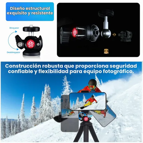 Vista 2 de Trípode para iPhone, trípode flexible Goocong para cámara de teléfono celular con soporte para teléfono celular Samsung Google Smartphone, cámara