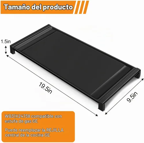 Vista 3 de WB31X24738 Repuesto de plancha para estufa GE JGB700SEJ4SS y JGSS66SEL3SS (una sartén saludable de aluminio fundido)