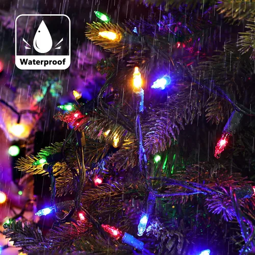 Vista 4 de Joomer - Luces LED de Navidad, 2 paquetes, total 39 pies, 200 LED, luces de árbol de Navidad multicolor, luces de cuerda mini enchufables