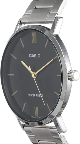 Vista 2 de Casio MTP-VT01D-1B Reloj analógico de 3 manos para hombre de acero inoxidable minimalista esfera negra