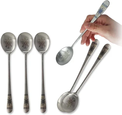 Vista 8 de [6 P] [Hecho en Corea] Cuchara de sopa estilo coreano de 8.5 pulgadas Premium 304 (18/10) Cucharas de postre de acero inoxidable Cuchara de cena