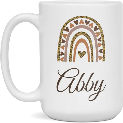 Vista 3 de Abby Leopard Rainbow Cheetah Print Personalized Name Gift Coffee Mug, 11-Ounce White