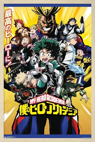Vista 6 de Trends International My Hero Academia - Póster de pared de arte clave, 14.725 x 22.375 pulgadas, versión enmarcada de madera de granero Versión