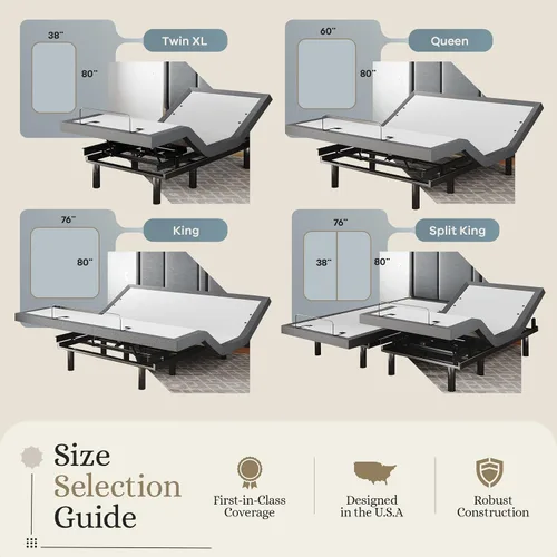 Vista 6 de Sven & Son Base de cama ajustable clásica, elevación de cabeza y pies, masaje, luces bajo la cama, USB, memoria de gel, marco inteligente
