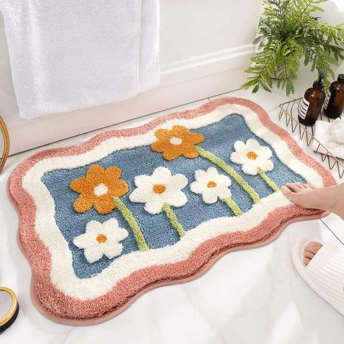 Vista 7 de Tapete de baño, extra suave, de alta absorción, antideslizante, de felpa, lavable a máquina, ideal para suelo de baño, bañera y ducha, 15.75 x 23.62