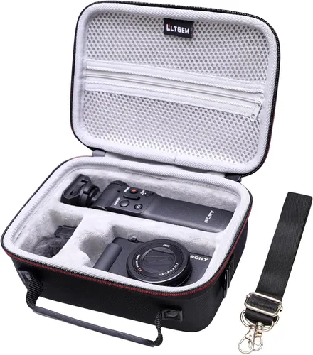 Vista 14 de L LTGEM Estuche para cámara compatible con Sony ZV-1F / ZV-1 / ZV-1 II Vlog Cámara digital, trípode, micrófono y kit de accesorios Vlogger, Negro
