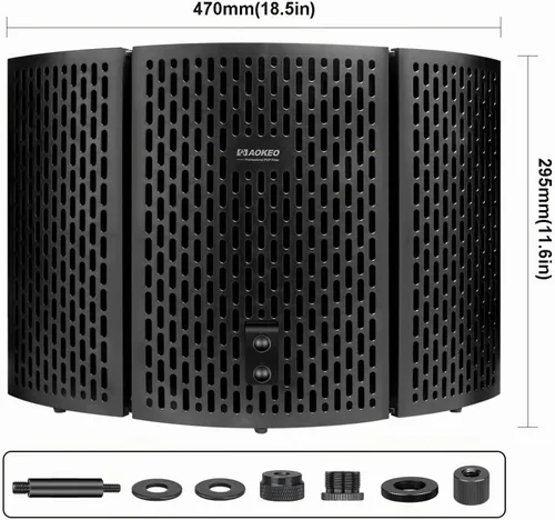 Vista 6 de Escudo de aislamiento de micrófono de grabación de estudio profesional, adecuado para Blue Yeti y cualquier equipo de grabación de micrófono