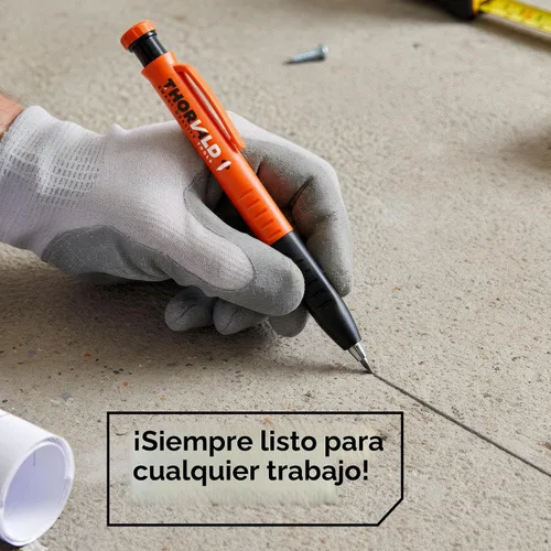 Vista 9 de THORVALD - Marcadores de carpintero 2 en 1 con empuñadura para dedos para carpintero, incluye 7 minas y sacapuntas, portaminas macizo con punta
