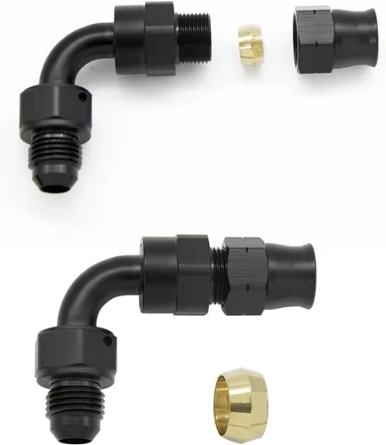 Vista 9 de 3AN macho a 1/4" (6,3 mm) OD adaptador de tubo de combustible de línea dura de aluminio negro