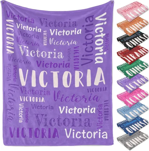 Vista 27 de Manta personalizada con texto y nombre para adultos y niños, regalo para cumpleaños, boda, día de San Valentín (30 x 40 pulgadas)