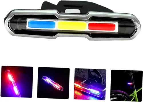 Vista 3 de Luz trasera para bicicleta de montaña recargable por USB con LED superbrillantes, lámpara de advertencia de seguridad para montar por la noche