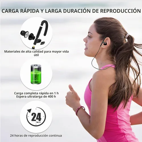Vista 6 de SoundMAGIC ST80 - Auriculares Bluetooth con banda para el cuello, impermeables, con sonido estéreo de alta fidelidad, con cable, desmontables