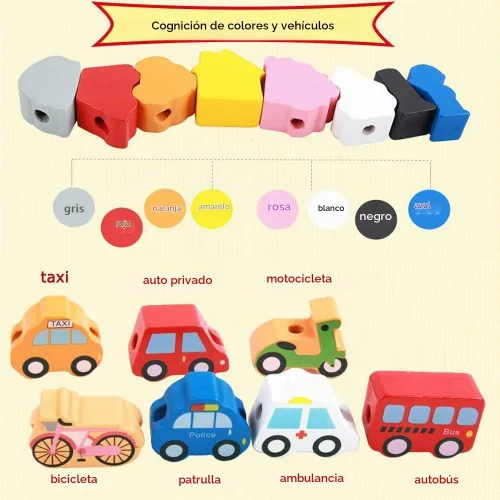 Vista 3 de Juguetes educativos de madera, clasificación de color, bloques apilables para preescolar, rompecabezas para niños pequeños, juguetes de desarrollo