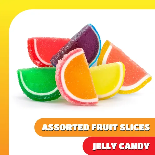 Vista 4 de Rebanadas de frutas – Paquete de 2 libras – 60 unidades – Caramelos de gelatina – Rebanadas de frutas envueltas individualmente – Sabores surtidos