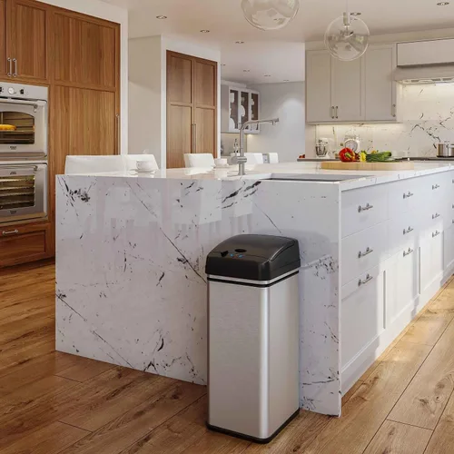 Vista 2 de iTouchless PUEDE DE BASURA AUTOMÁTICO DE 13 GALONES CON FILTRO DE ABSORTE DE OLOR Y BLOQUEO DE LA TAPA, PINDADOR DE BASURA DE COCINA DE SENSOR negro