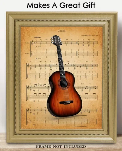 Vista 3 de Póster de guitarra vintage Canon: impresiones artísticas estéticas de pared para baño, hogar, cueva de hombre, dormitorio, oficina y bar, idea