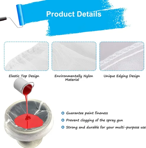 Vista 3 de Bolsa de filtro de pintura, colador de pintura de 5 galones con apertura superior elástica, bolsa de filtros de malla fina blanca para jardinería