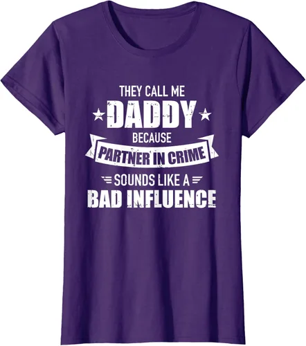 Vista 11 de Call me dad partner in crime bad influence camiseta divertida regalo papá, Negro, S