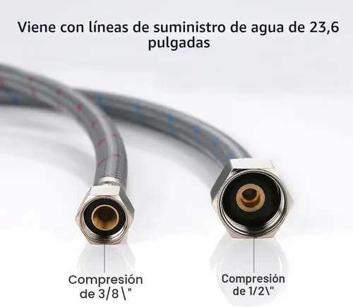 Vista 8 de Grifo de Cocina SHACO con Rociador Lateral, Grifo de Fregadero de Acero Inoxidable de 2 Asas con Línea de Suministro de Agua, Grifo de Cocina