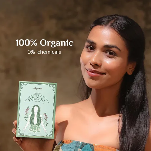 Vista 4 de Polvo de henna orgánico para el cabello, triple refinado, secado al sol, natural y herbario Premium Henna en polvo con Shikakai y Bhringraj Sin
