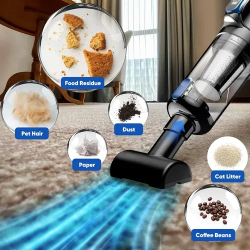 Vista 3 de Aspiradora Inalámbrica para Automóvil y Soplador de Aire, 18000 Pa Aspiradora de Mano con Motor sin Escobillas de 130 W, Batería Recargable de 2500
