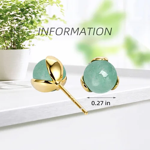 Vista 85 de Jade Earrings Studs,Green Jade Earrings for Women,925 Sterling Silver Earrings Studs for Sensitive Ears,Handmade Jade Earrings for Birthday