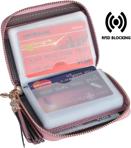 Vista 3 de Tarjetero de piel para tarjetas de crédito y carnet de identidad, con tecnología RFID, para mujer
