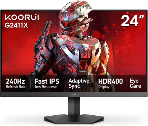 Vista 13 de KOORUI Monitor de juegos de 24 pulgadas 144Hz Full HD 1920 x 1080p IPS ultra delgado con HDMI VGA, sincronización adaptativa, 99% SRGB, VESA
