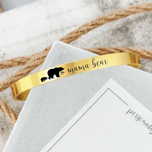 Vista 6 de SM Design Pulsera de mamá oso regalo para mamá con cachorros, día de San Valentín, cumpleaños, cantidad personalizada de cachorros, regalo para mamá