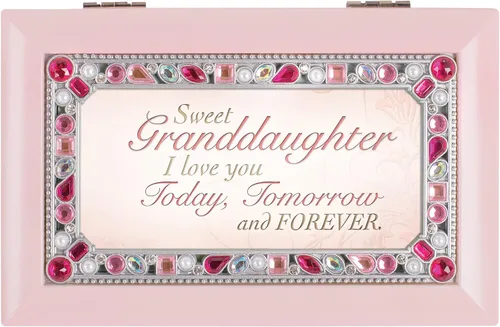 Vista 2 de Cottage Garden Sweet Granddaughter I Love You - Caja de música rosa mate Plays You are My Sunshine