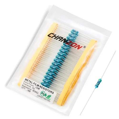 Vista 52 de Chanzon 100pcs 1/2W (0.5W) 1 Ω ohmios Resistencia fija de película metálica 0.01 ±1% Tolerancia 1R MF Orificio pasante Resistencias limitadoras