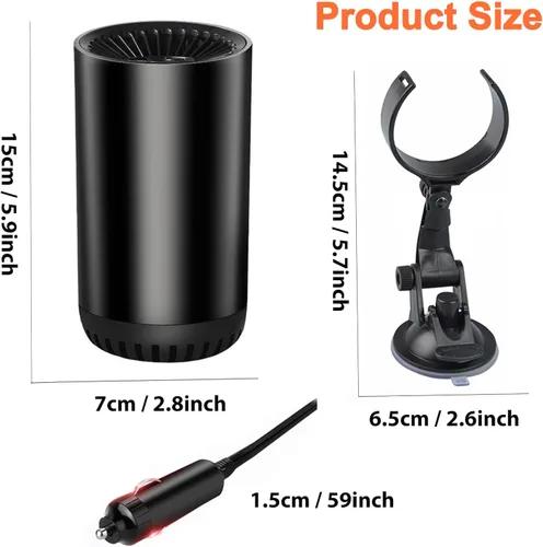 Vista 8 de Descongelador de parabrisas portátil de 12 V 150 W giratorio 180° para automóvil, SUV, camión, caravana, remolque, se conecta al encendedor