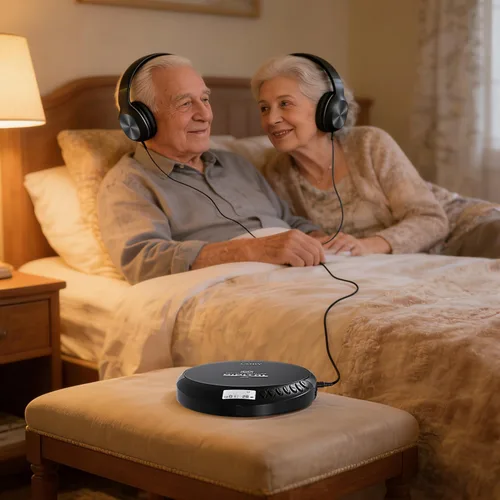 Vista 6 de Coby Reproductor de CD portátil con reproducción MP3 y radio FM, protección anti-salto de 60 segundos, auriculares con cable plegables, reproductor