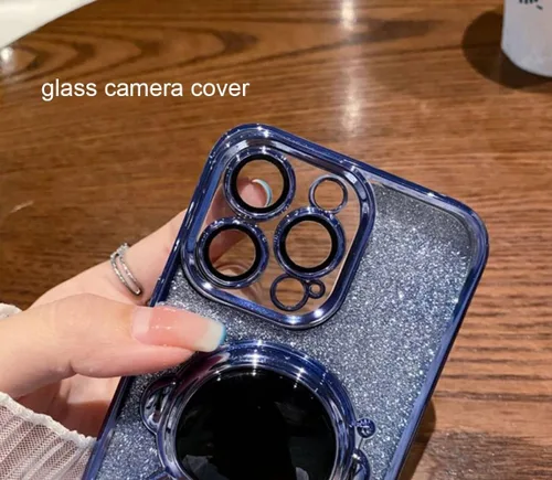 Vista 3 de KJArrow Lovely Kickstand Case para iPhone 11 - Estuche de soporte de astronauta con purpurina para mujer (azul)