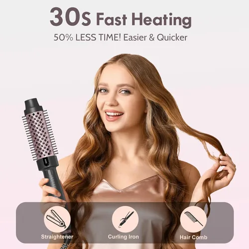 Vista 15 de Cepillo Térmico de 1.25 Pulgadas con 5 Ajustes de Temperatura, Rizador de Pelo Térmico Universal de Voltaje, Cepillo Rizador Térmico Redondo