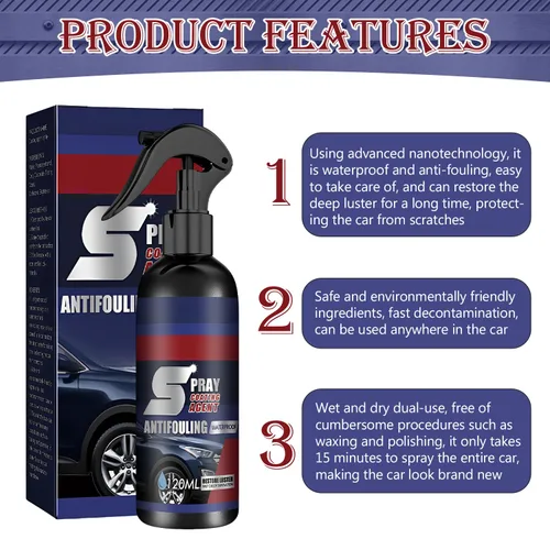 Vista 2 de Aerosol de revestimiento cerámico para auto 3 en 1, agente renovador de revestimiento multifuncional, aerosol de revestimiento rápido para auto