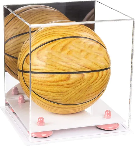 Vista 6 de Better Display Cases Mini acrílico - Miniatura (no tamaño completo) Baloncesto vitrina con elevadores negros y espejo (A015-BR)