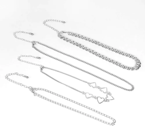 Vista 6 de Collar de cadena de bloqueo cadenas de Egirl collar con colgante de llave con cerradura de declaración juego de 2 cadenas largas de múltiples capas