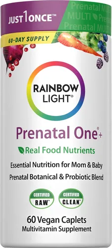 Vista 6 de Rainbow Light Prenatal Multivitamin One + para mujeres 30 capletas Nutrición esencial para mamá y bebé Nutrientes de alimentos reales
