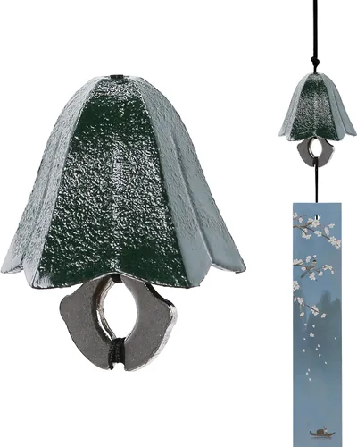 Vista 10 de Carillón de viento japonés de hierro fundido para exteriores, adorno para jardín, patio y balcón, decoración de campana de viento de metal colgante