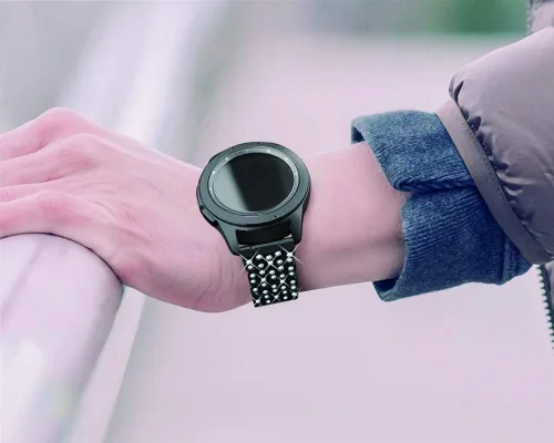 Vista 7 de Dsytom - Correas elegantes para mujer, compatibles con Samsung Galaxy Watch de 1.654 pulgadas + bisel 20mm Jewelry Bling Watchband+Bezel Ring
