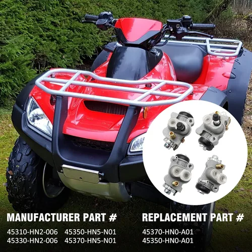 Vista 5 de M MATI Juego de cilindros de rueda de freno delantero izquierdo y derecho todos 4 para Honda TRX350 TRX400 TRX500 TRX650 45310-HN2-006 45330-HN2-006