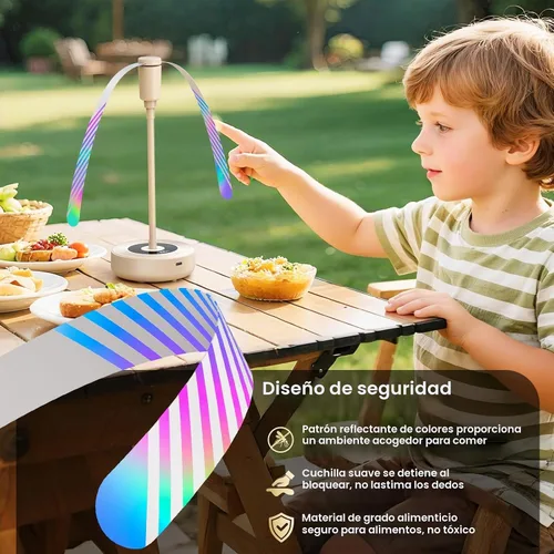 Vista 4 de TriPole Ventiladores de mosca para mesas, ventilador de alimentos recargable de 2000 mAh que dura 20 horas con pantalla LED, ventilador de mesa