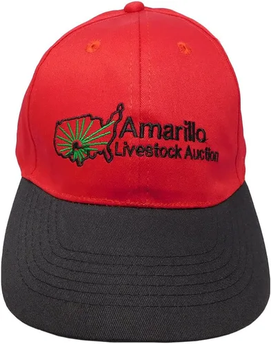 Vista 3 de Trade Winds Amarillo Subasta de ganado Rojo Negro Algodón Gorra de béisbol bordada ajustable, Multi