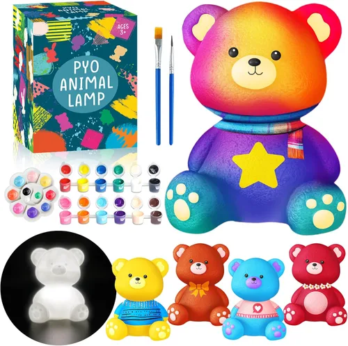 Vista 14 de FUNZBO 2 piezas Pintar tu propia lámpara de gato - Suministros de arte y manualidades, kits de pintura de gatitos para niños y adolescentes, juguete