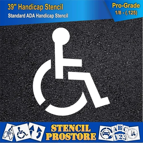 Vista 3 de Plantilla para estacionamiento – 39 pulgadas – Plantilla ADA para discapacitados (4 "trazos) – 39 pulgadas x 34 pulgadas x 1/8 pulgadas (128 mil)