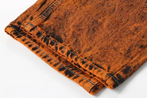 Vista 5 de utcoco Jeans clásicos de mezclilla para hombre, corte ajustado, cintura media, pierna recta, rasgados, desgastados, con parches de mezclilla clásicos