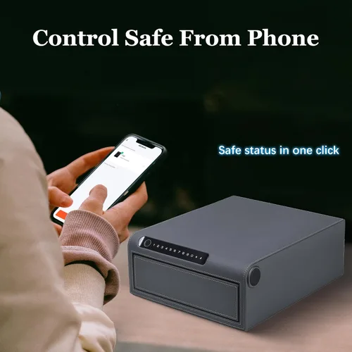 Vista 4 de Caja fuerte para joyas con cajones, biométrico de huellas dactilares, caja fuerte deslizante para pistolas, caja fuerte para almacenamiento de joyas